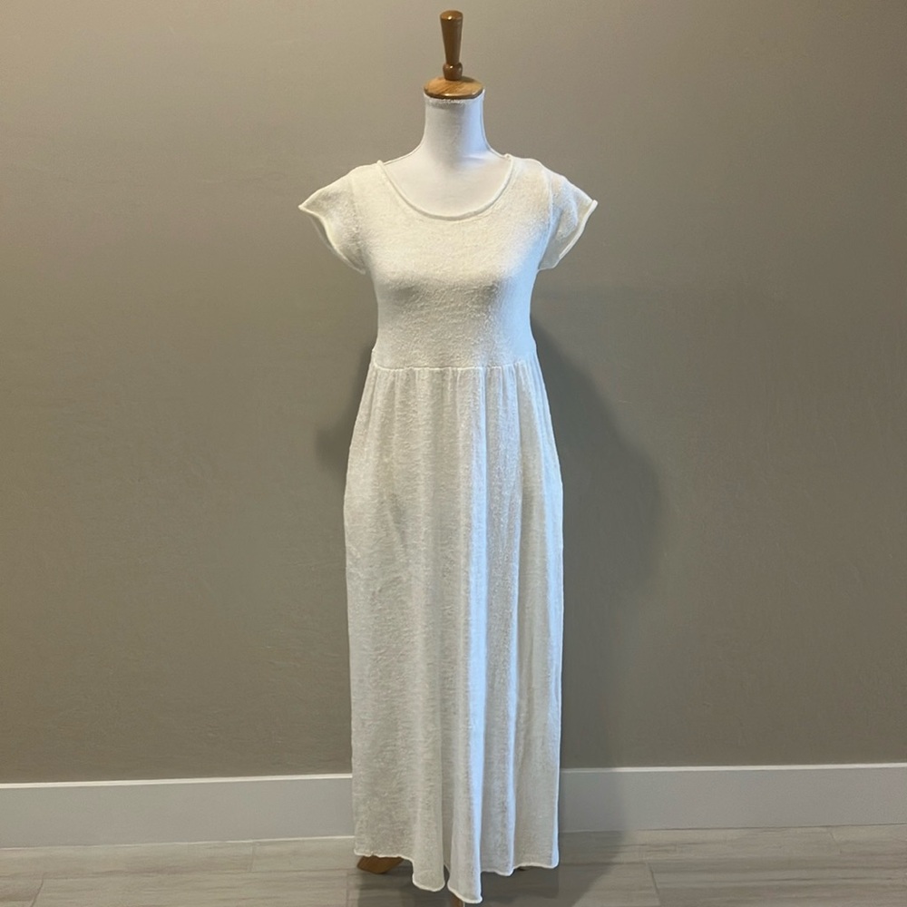 Free People Cream Maxi Sundress with Flutter Cap Sleeves